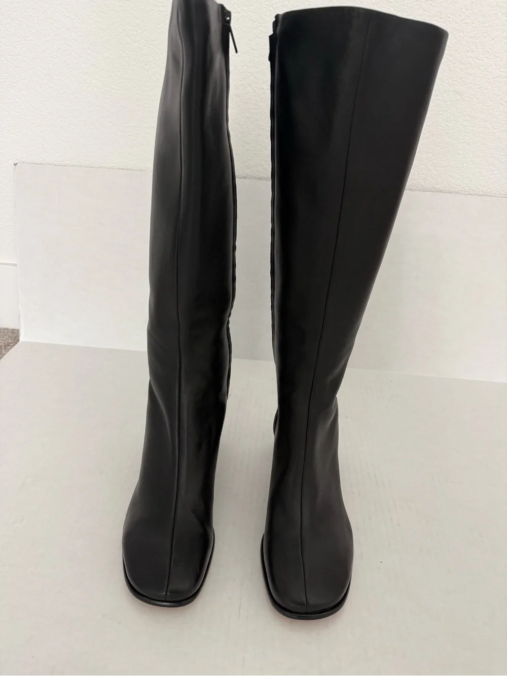 Vince Maggie Black Leather Over-the-Knee Block Heel Boots Size 10